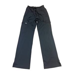 QBK Womens Scrub Cargo Pants Size S Black Drawstring Stretch Nylon Spandex